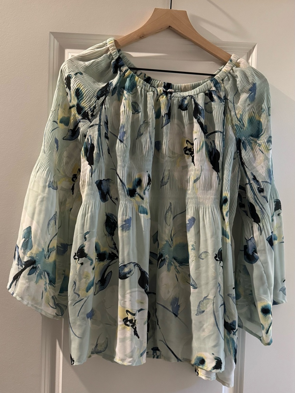 Spense Mint Floral Off-Shoulder Blouse